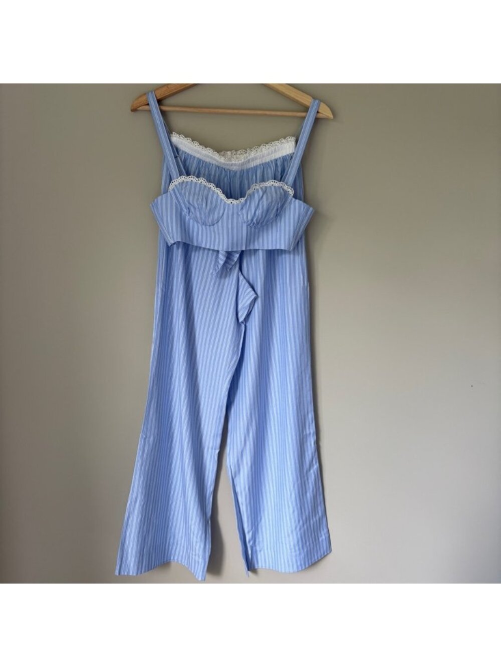 NEW Reformation Pippa Two Piece Set Top Pants Sky Blue Stripe | US 2 UK 6 - Picture 8 of 15